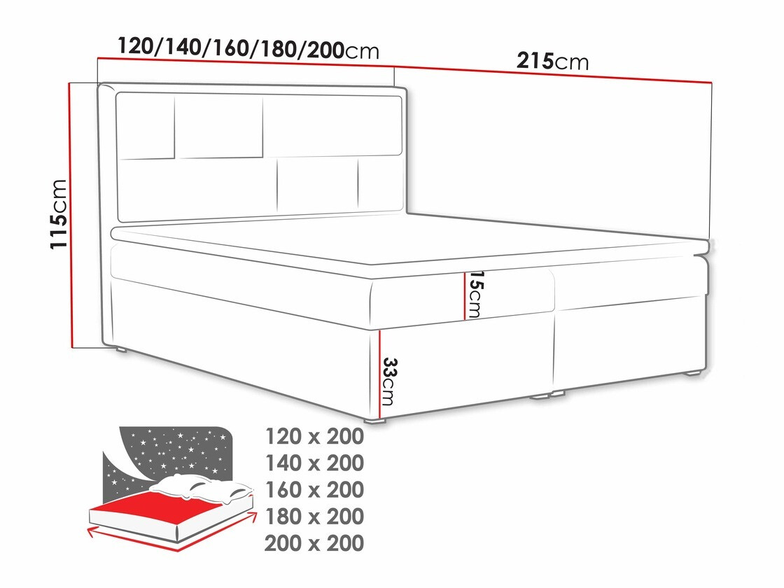 Lit boxspring Pomona 115 (Victoria 14 864)