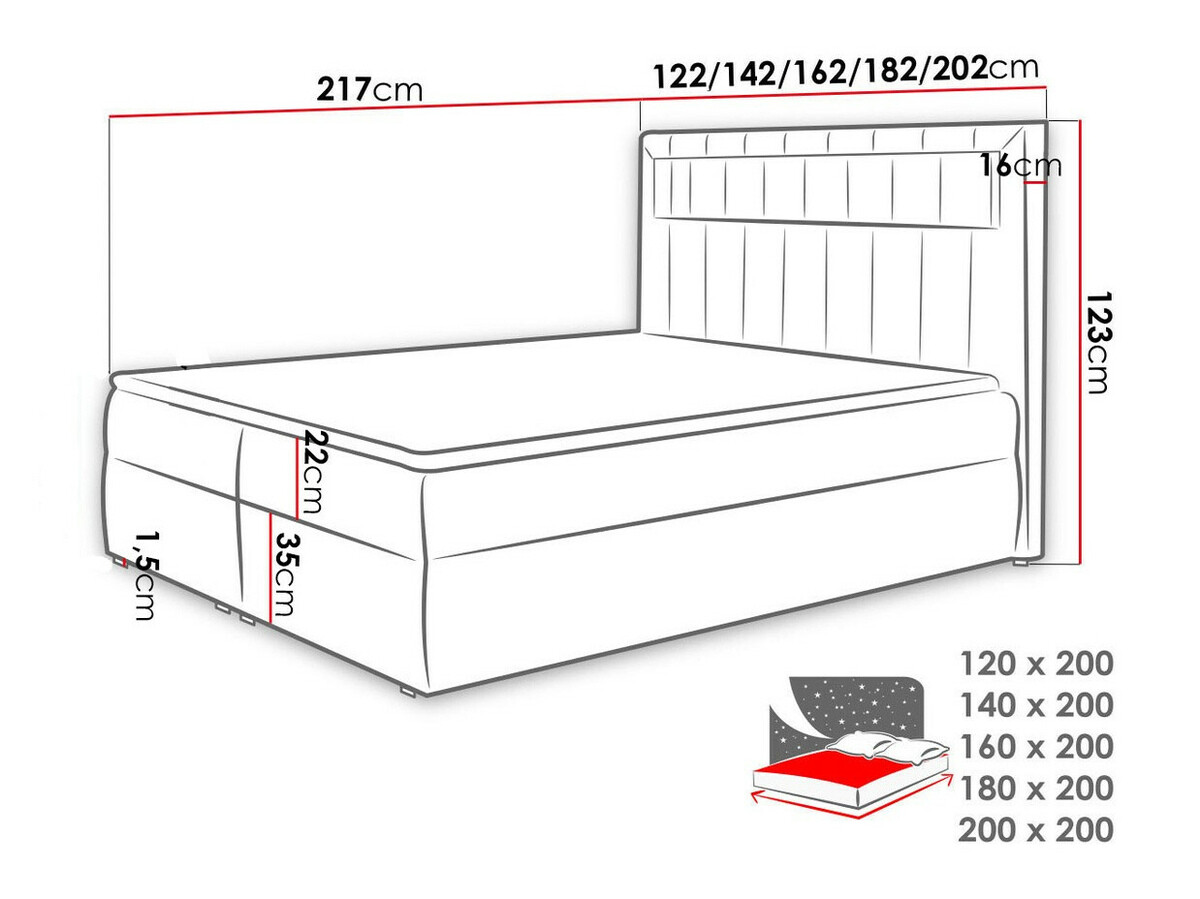 Lit continental Baltimore 131 (Velutto 11)