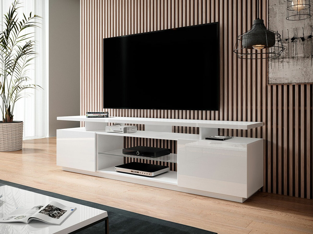 Meuble TV Figura (Blanc + Blanc brillant)