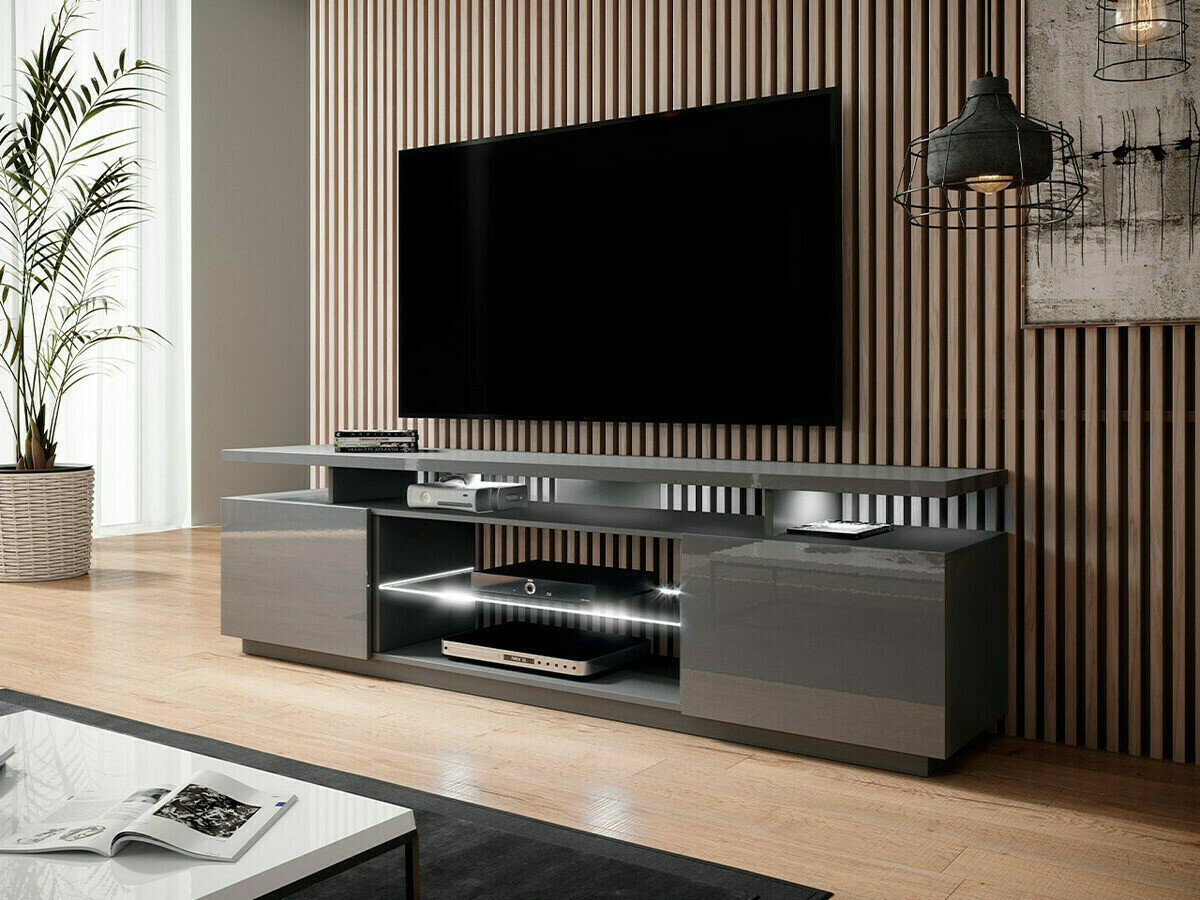 Meuble TV Figura (Gris + Gris brillant)