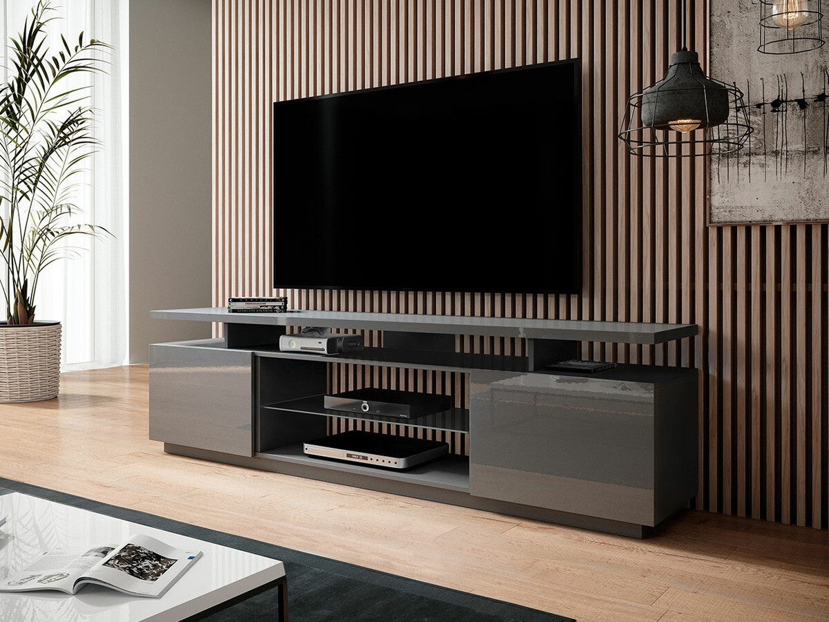 Meuble TV Figura (Gris + Gris brillant)