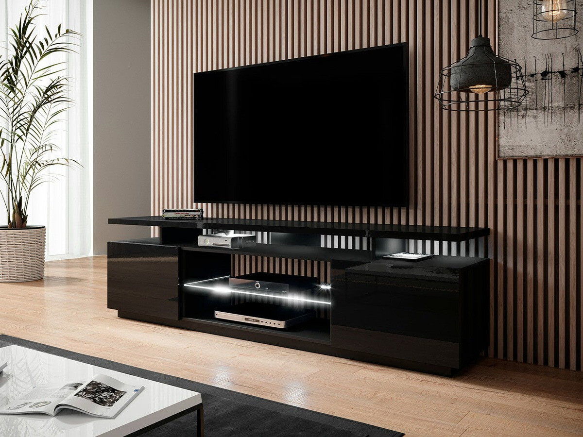 Meuble TV Figura (Noir + Noir brillant)