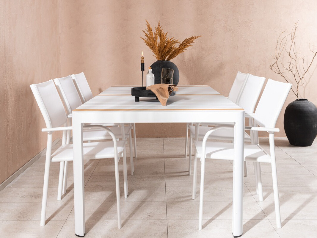 Table de jardin Dallas 2834 (Blanc + Marron)