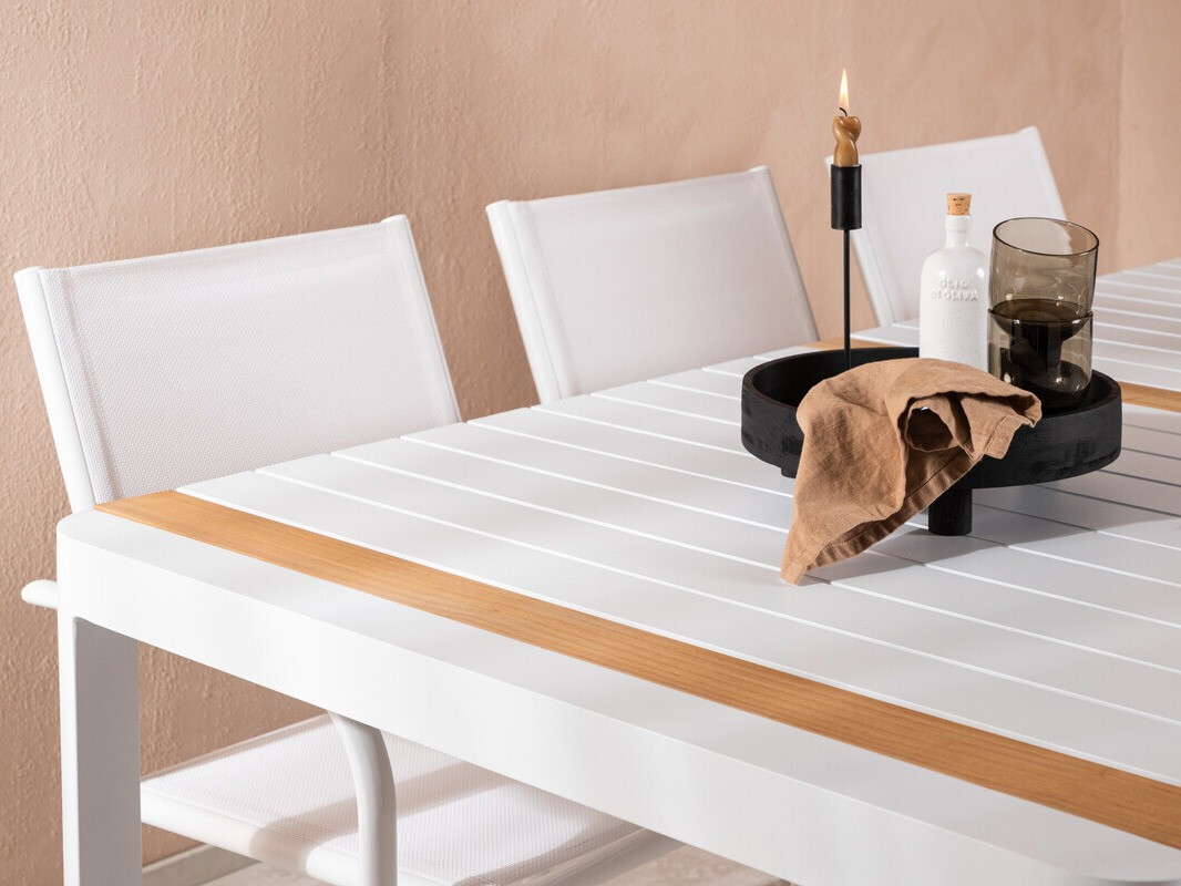 Table de jardin Dallas 2834 (Blanc + Marron)