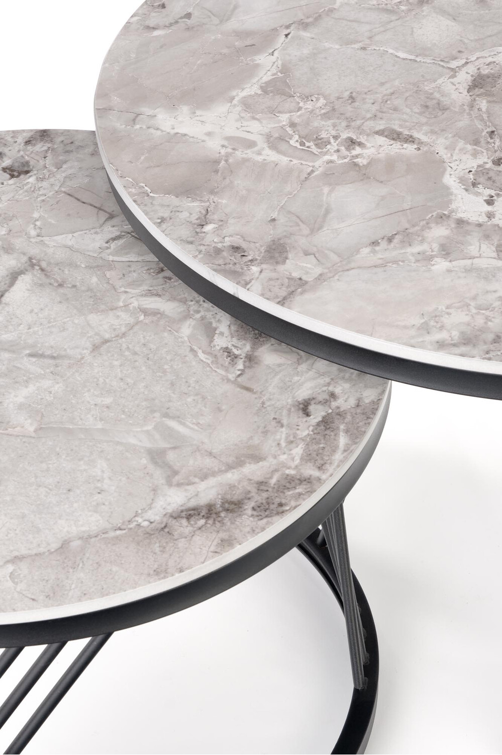 Ensemble tables basses Houston Acetum (Noir + Marbre gris)