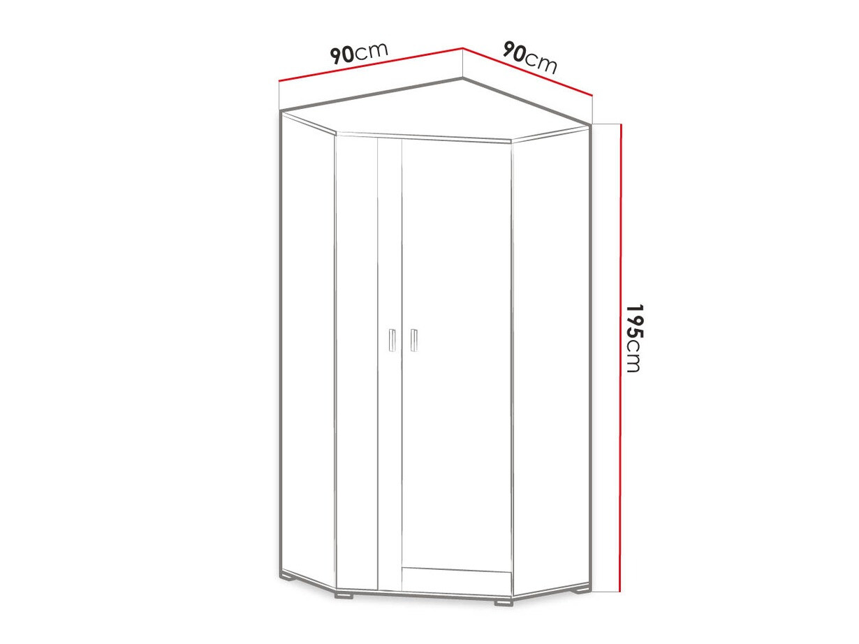 Armoire d'angle Omaha D124 (Pin blanchi + Marron)