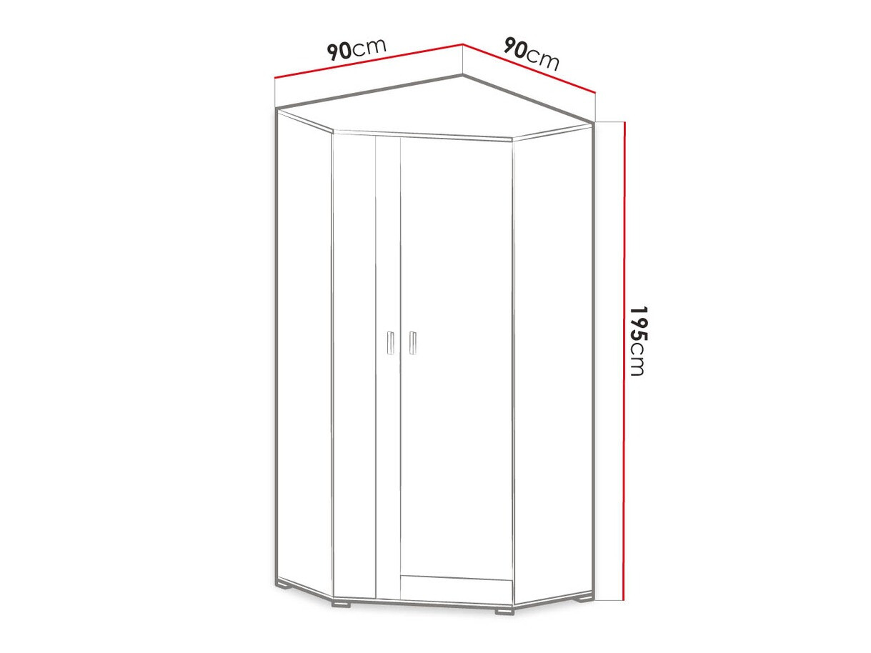Armoire d'angle Omaha D124 (Pin blanchi + Pourpre)