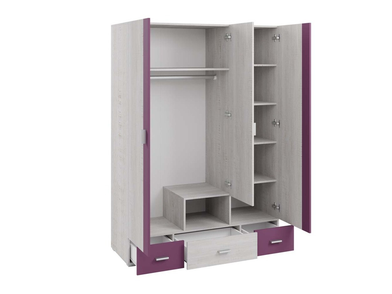 Armoire Omaha D123 (Pin blanchi + Marron)