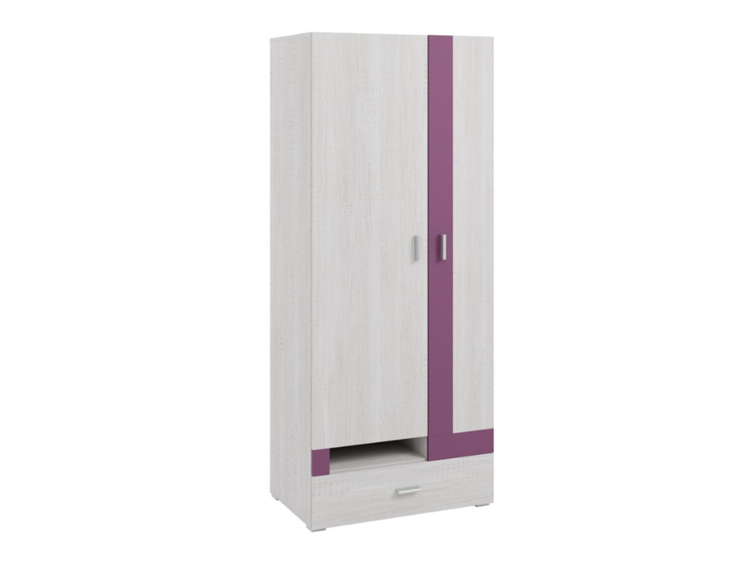 Armoire Omaha D125 (Pin blanchi + Pourpre)