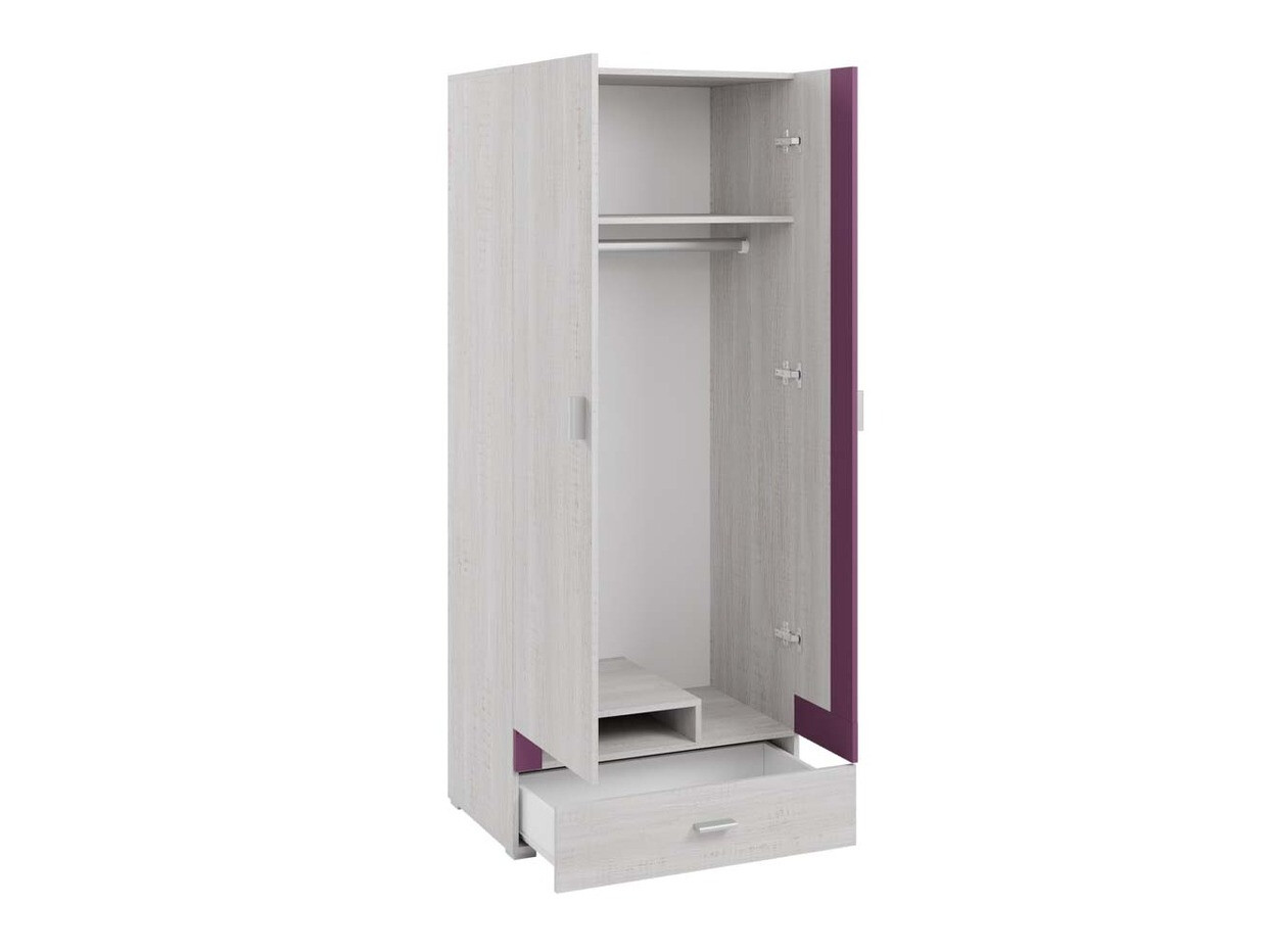 Armoire Omaha D125 (Pin blanchi + Pourpre)