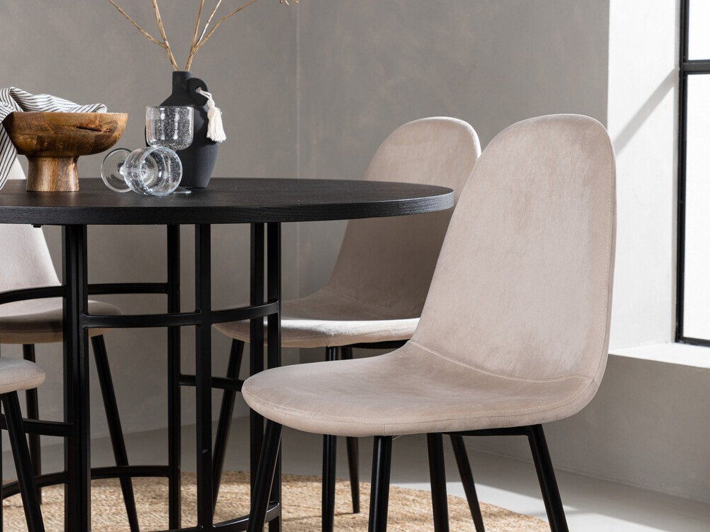 Salle à manger complète Dallas 3424 (Noir + Beige)