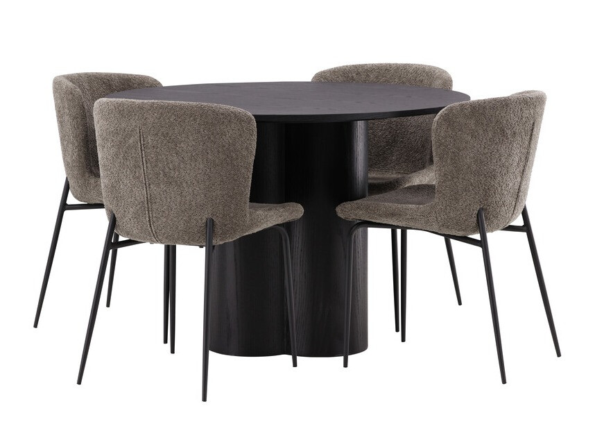 Salle à manger complète Dallas 3432 (Marron + Noir)