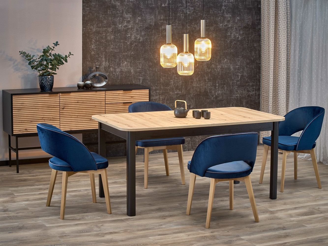 Table Houston 1367 (Noir + Chêne Artisan)