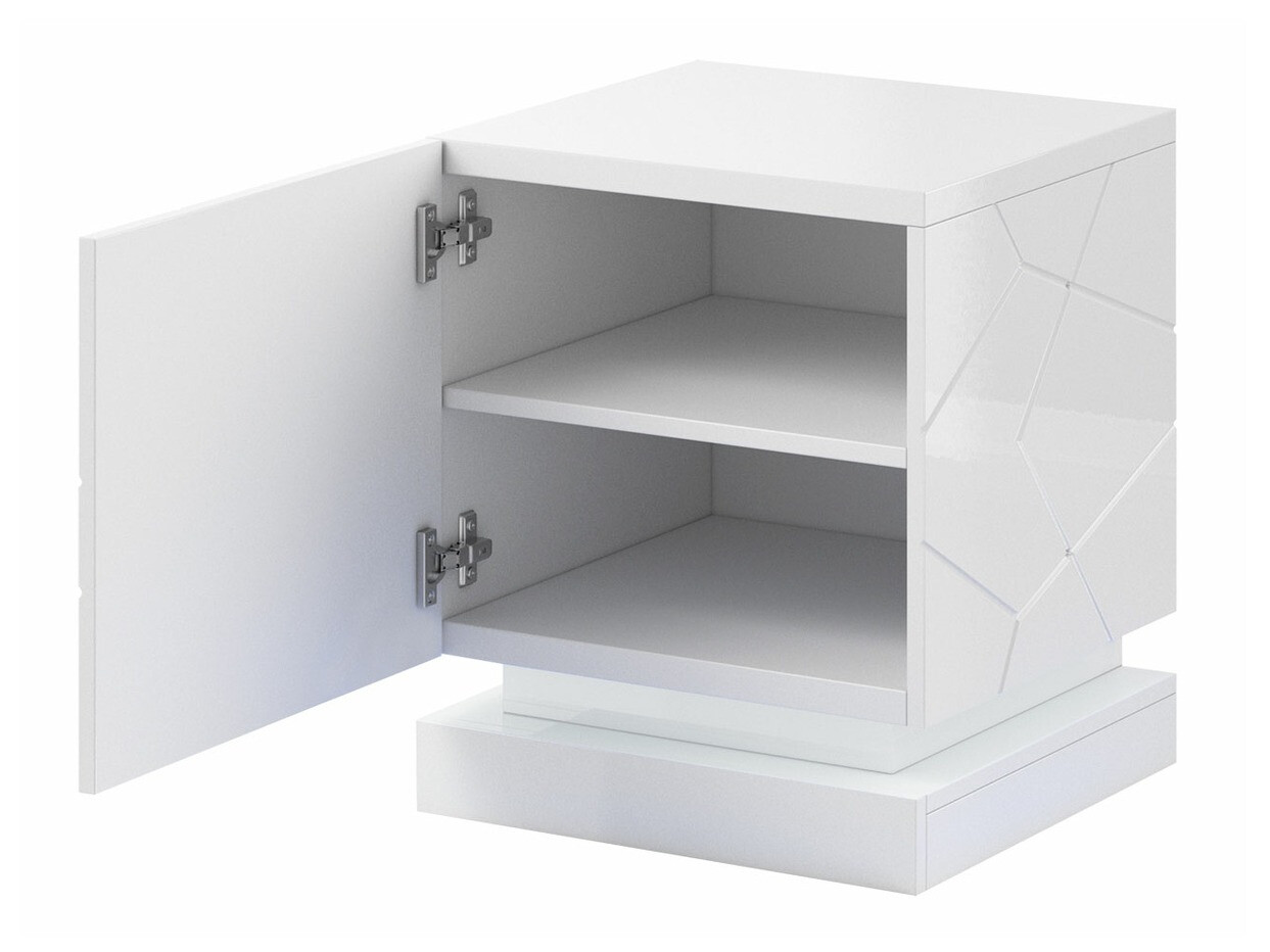 Ensemble de tables de chevet Linar (Blanc + Blanc brillant)