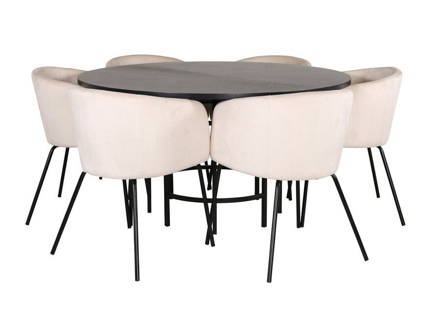 Salle à manger complète Dallas 2378 (Noir + Crème)