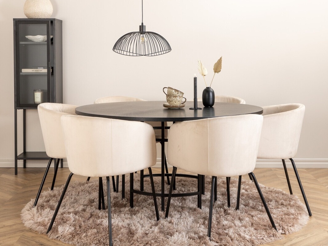 Salle à manger complète Dallas 2378 (Noir + Crème)