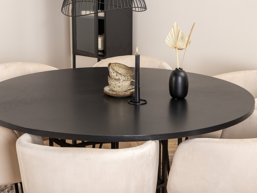 Salle à manger complète Dallas 2378 (Noir + Crème)