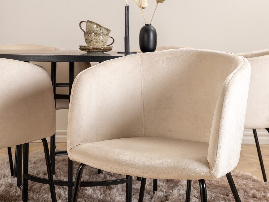 Salle à manger complète Dallas 2378 (Noir + Crème)