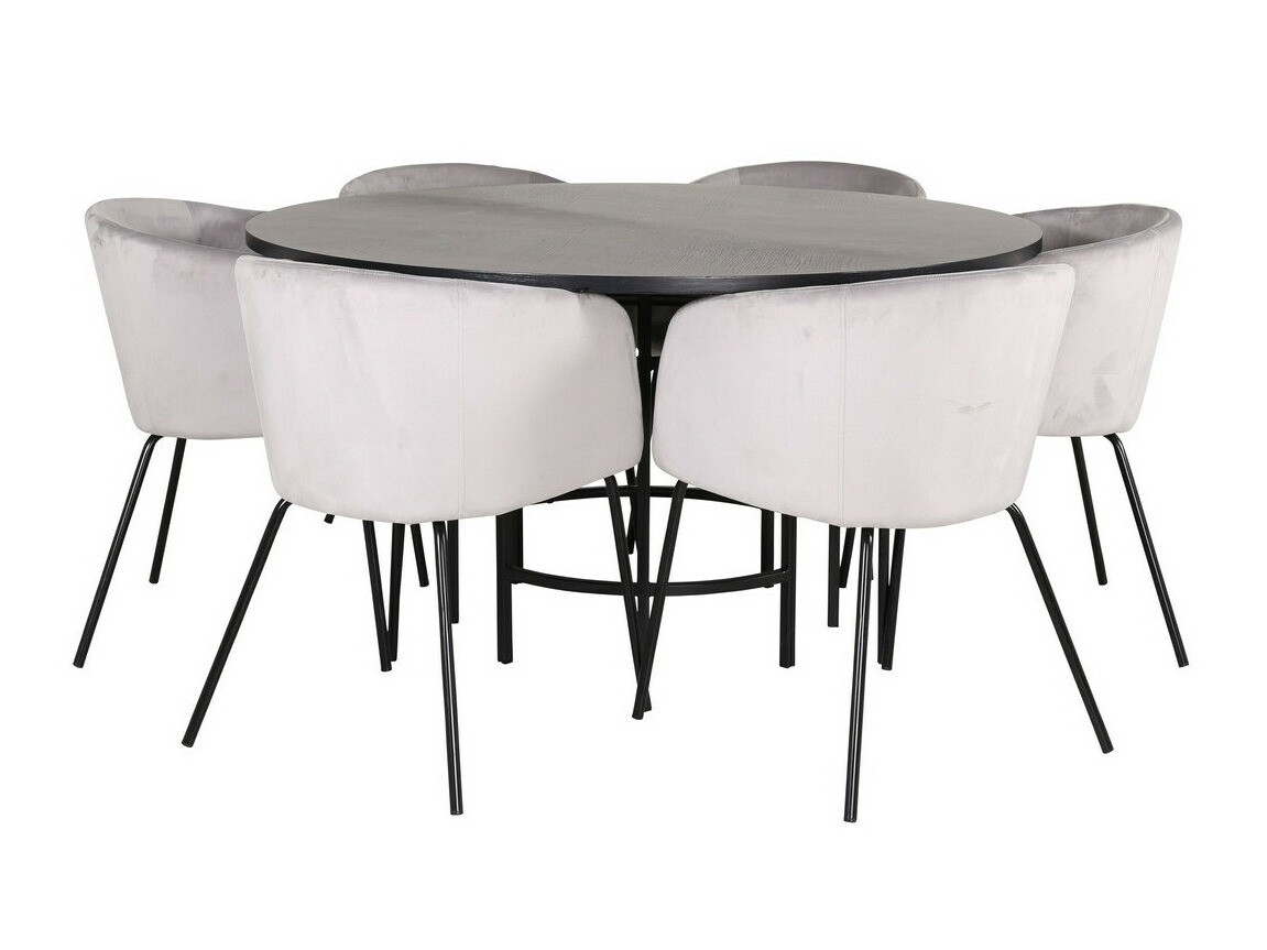 Salle à manger complète Dallas 2378 (Noir + Gris clair)