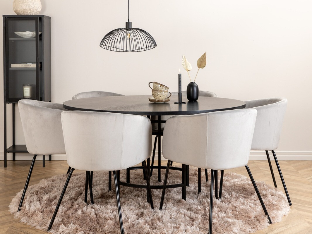 Salle à manger complète Dallas 2378 (Noir + Gris clair)
