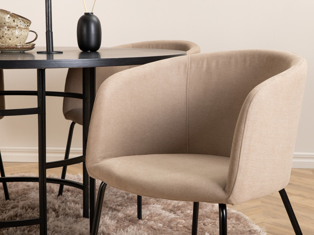 Salle à manger complète Dallas 2381 (Noir + Beige)