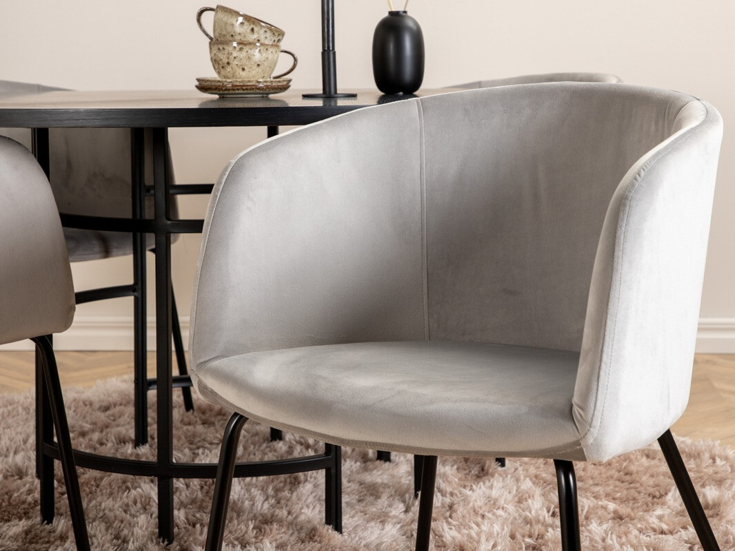 Salle à manger complète Dallas 2381 (Noir + Gris clair)