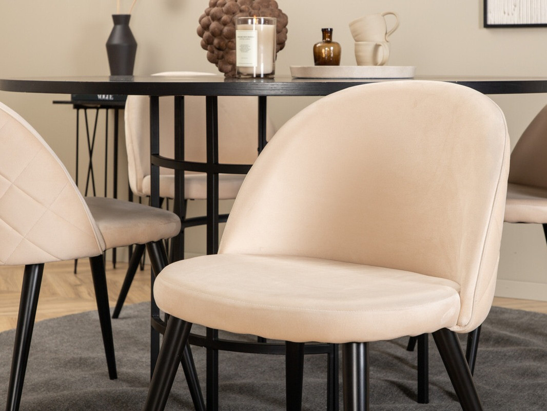 Salle à manger complète Dallas 2386 (Noir + Crème)