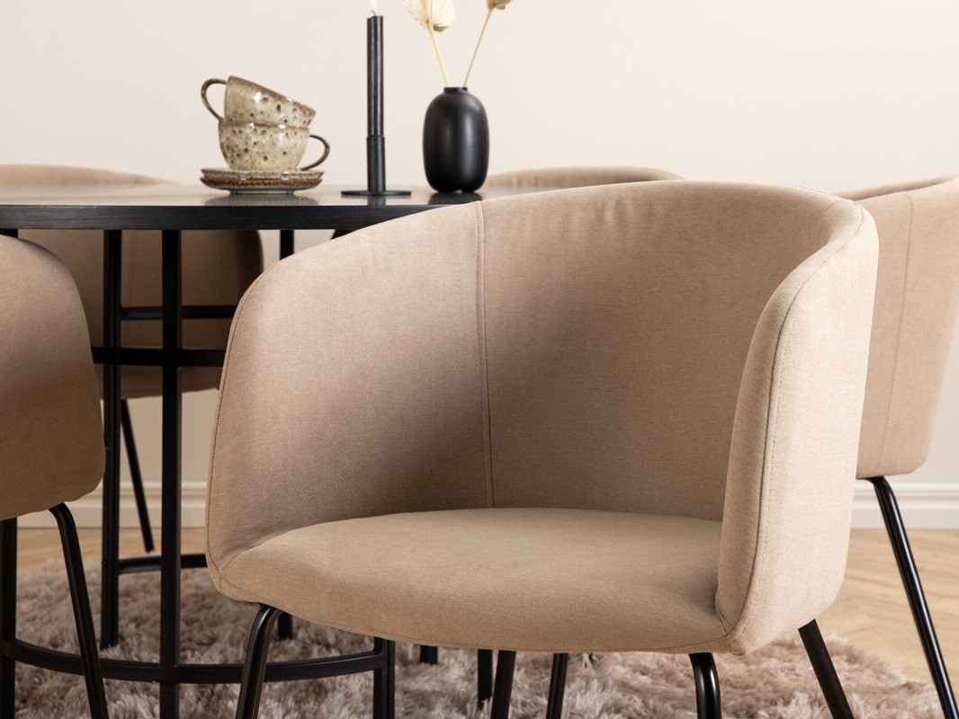 Salle à manger complète Dallas 2378 (Noir + Beige)