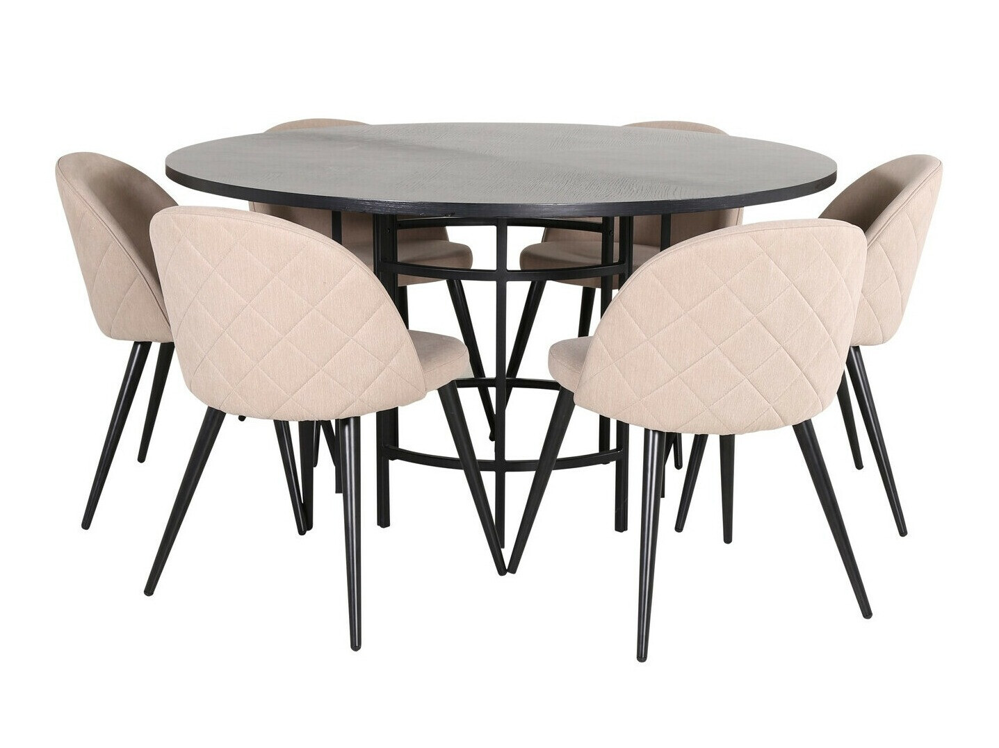 Salle à manger complète Dallas 2387 (Noir + Beige)