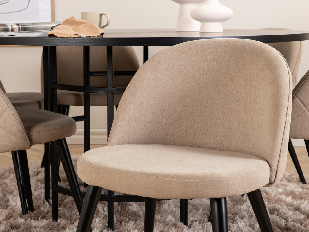 Salle à manger complète Dallas 2387 (Noir + Beige)