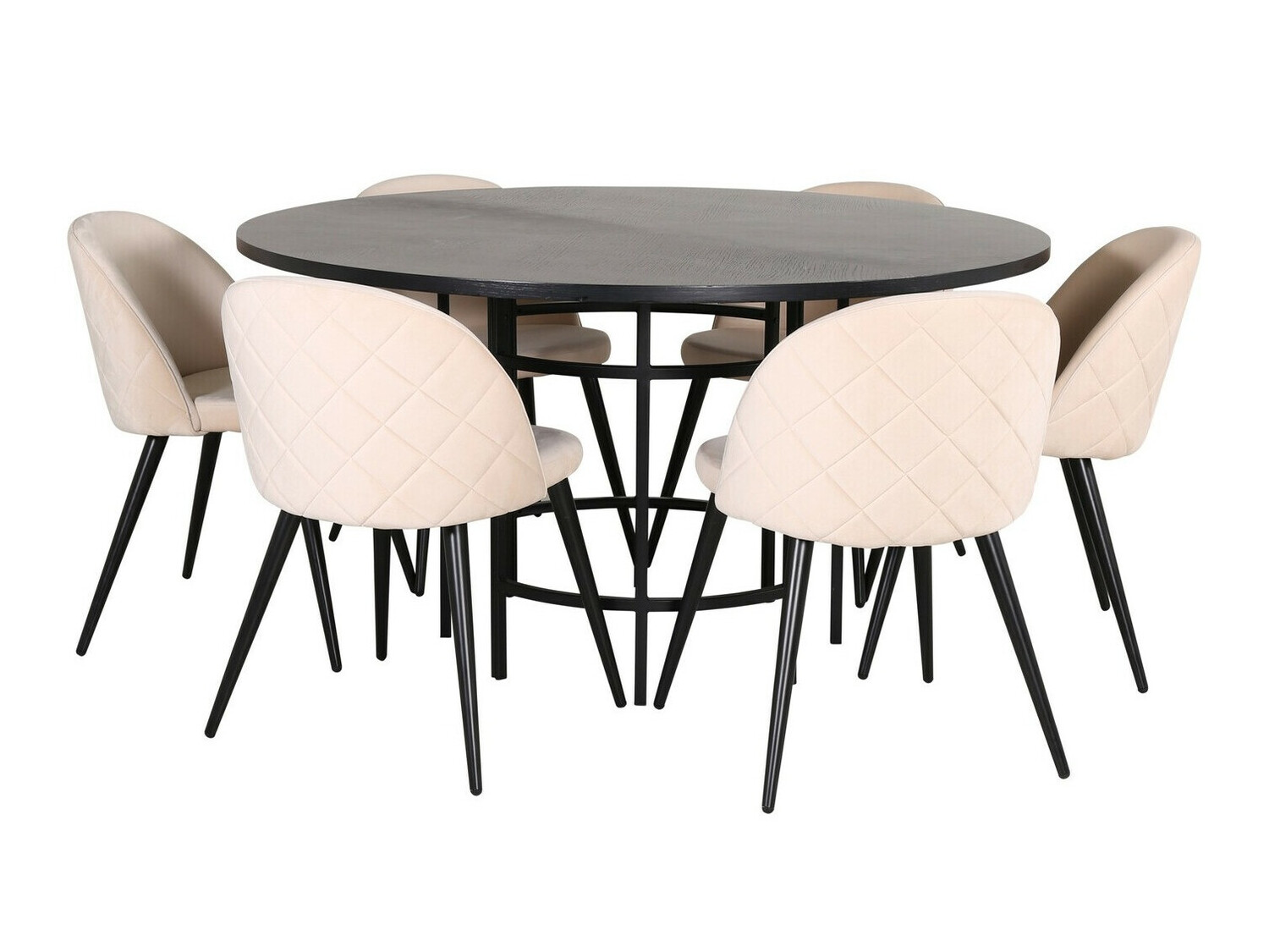 Salle à manger complète Dallas 2387 (Noir + Crème)