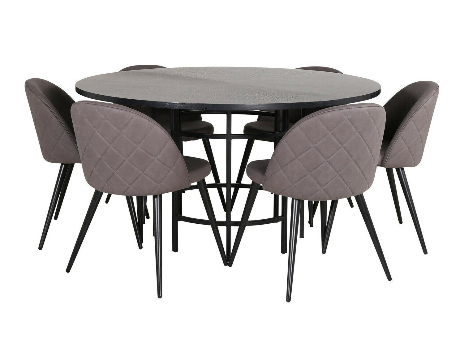 Salle à manger complète Dallas 2387 (Noir + Gris)