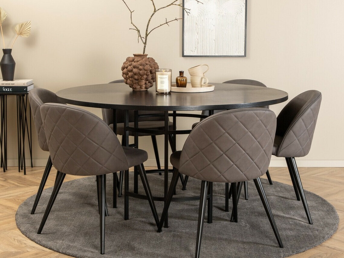Salle à manger complète Dallas 2387 (Noir + Gris)