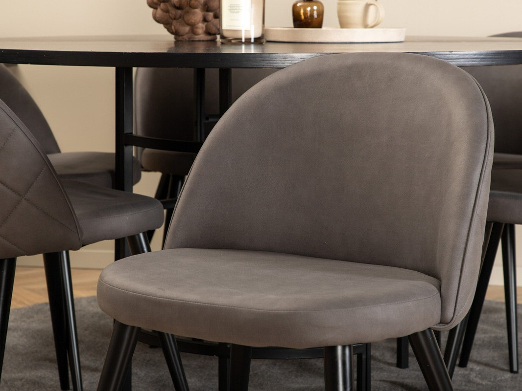Salle à manger complète Dallas 2387 (Noir + Gris)