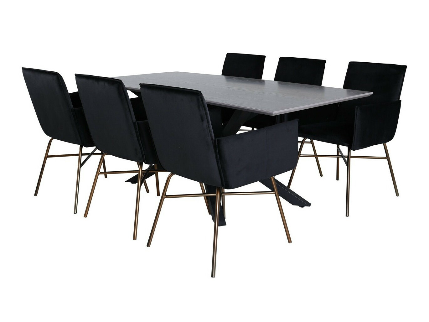 Salle à manger complète Dallas 2701 (Noir + Cuivre)