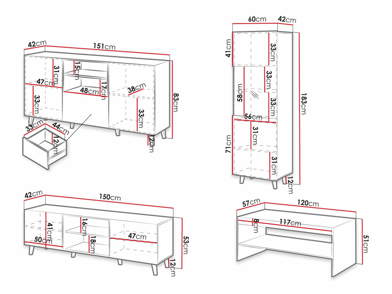 Ensemble de salon Dicto (Blanc)