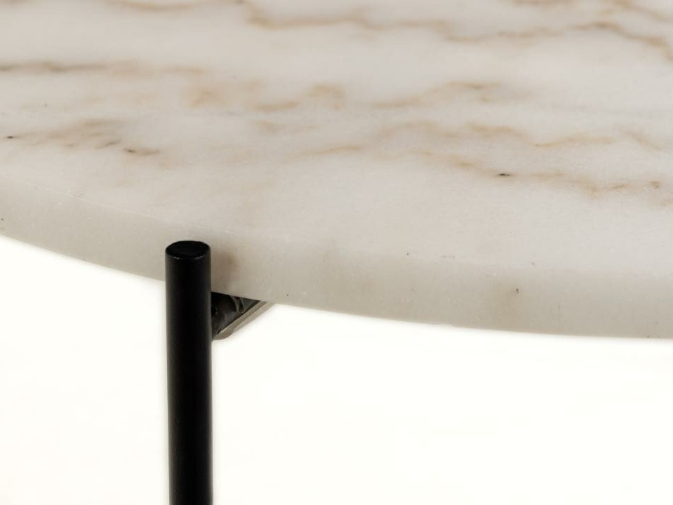Table d'appoint Norsica 608 (Marbre blanc + Noir)