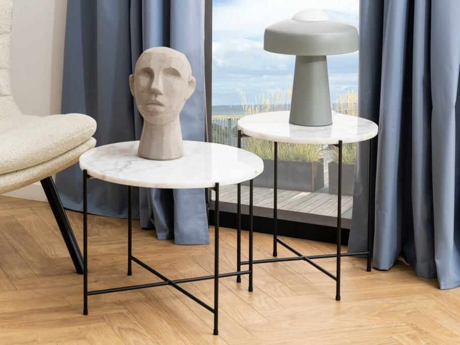 Table d'appoint Norsica 608 (Marbre blanc + Noir)