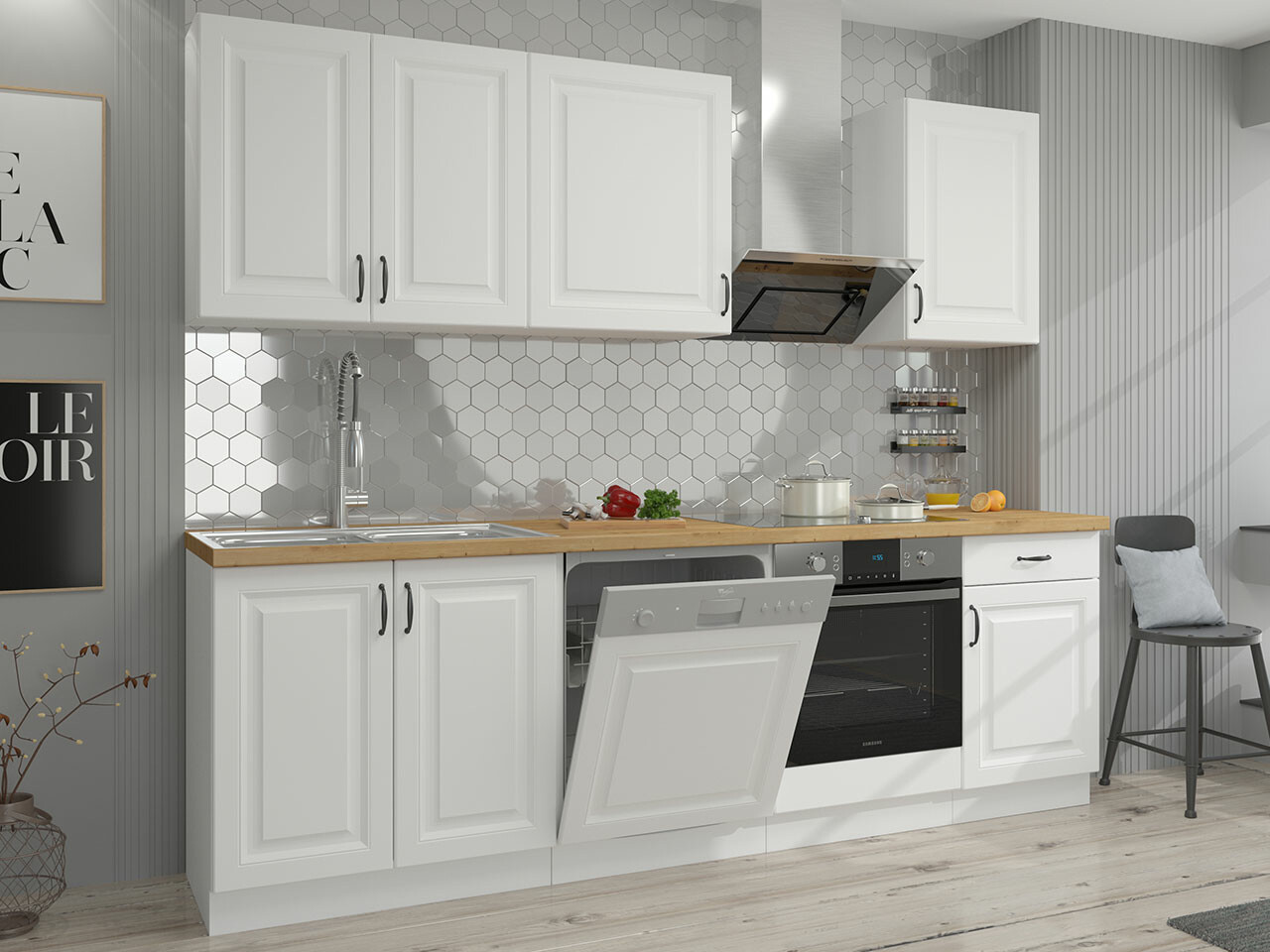 Cuisine complète modulaire Retro White 150