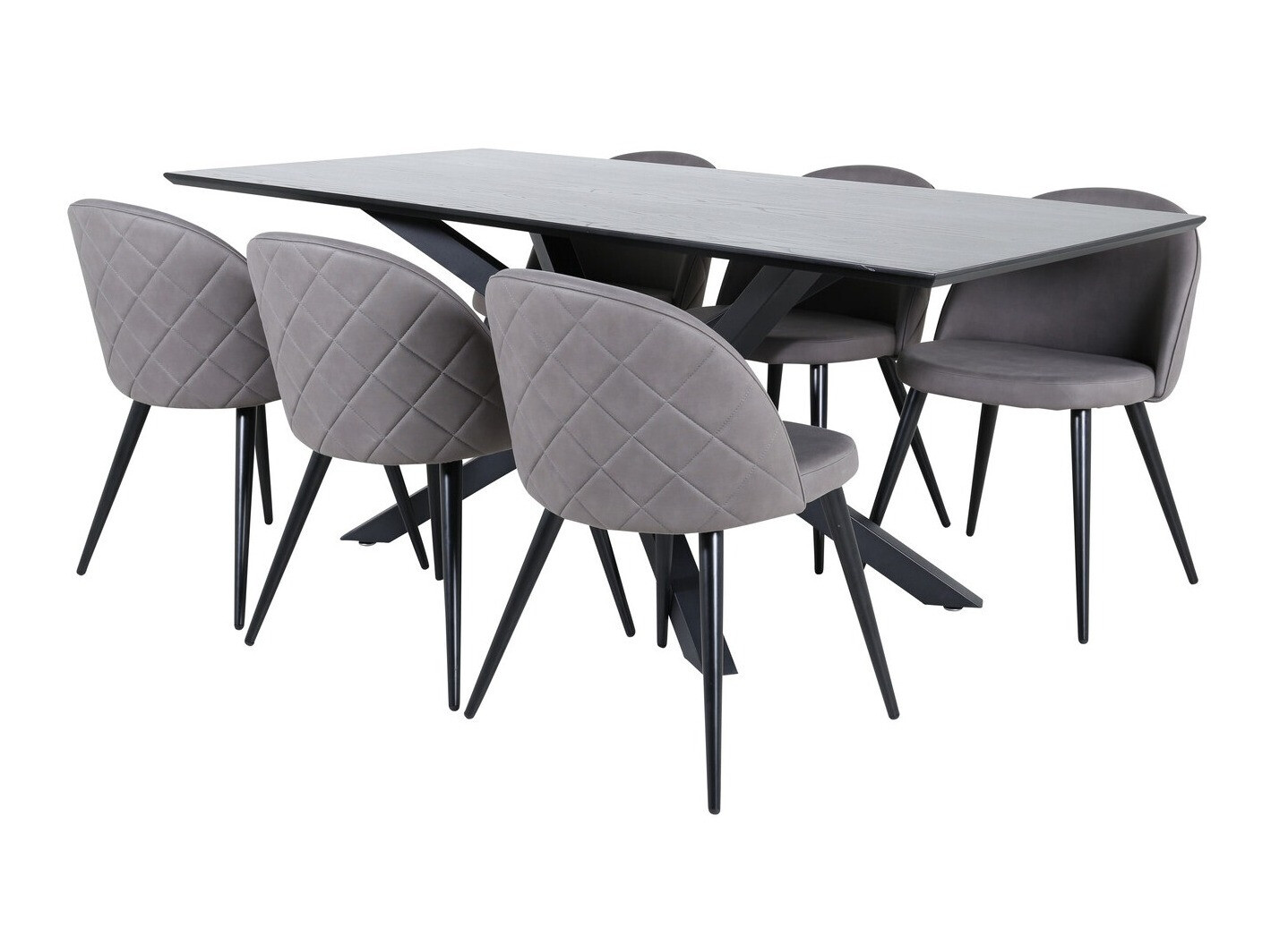 Salle à manger complète Dallas 2693 (Gris + Noir)
