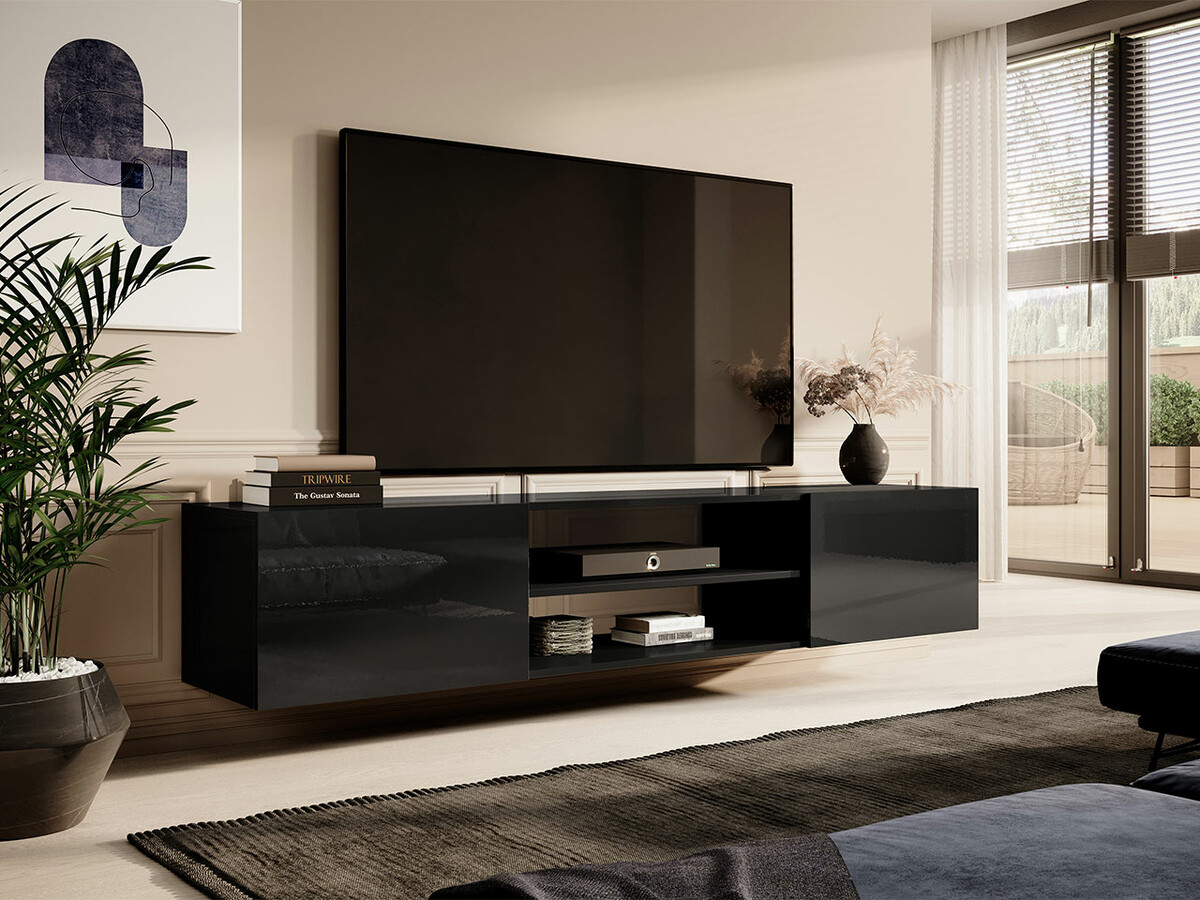 Meuble TV Imago II (Noir + Noir brillant)