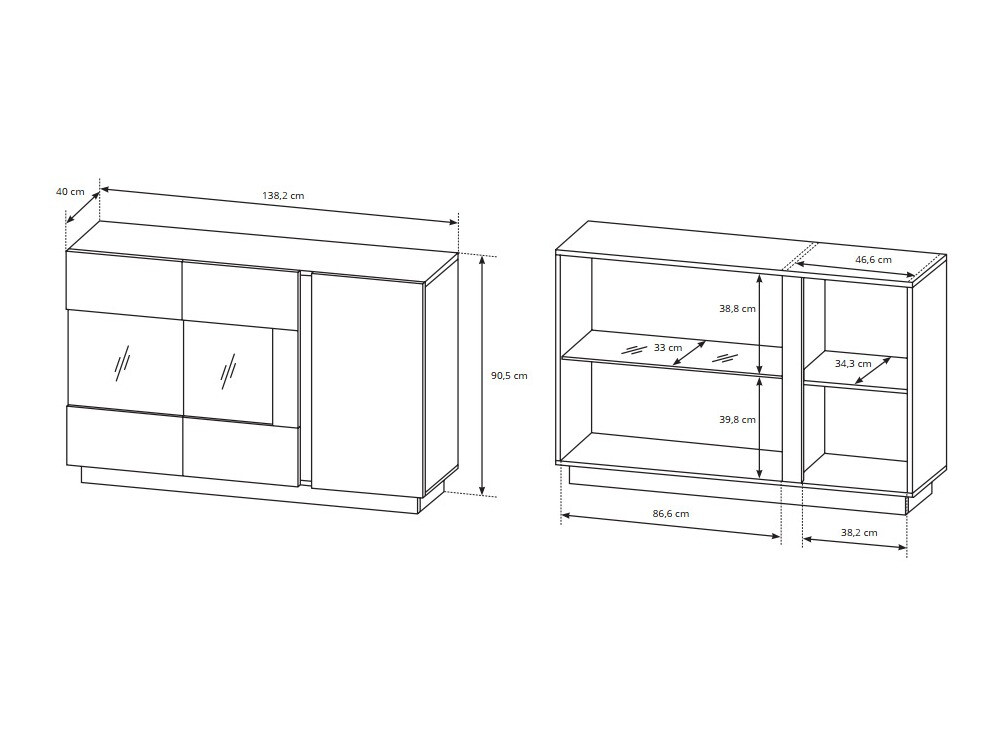 Buffet Novbela 105 (Blanc + Blanc brillant + Grandson chêne)