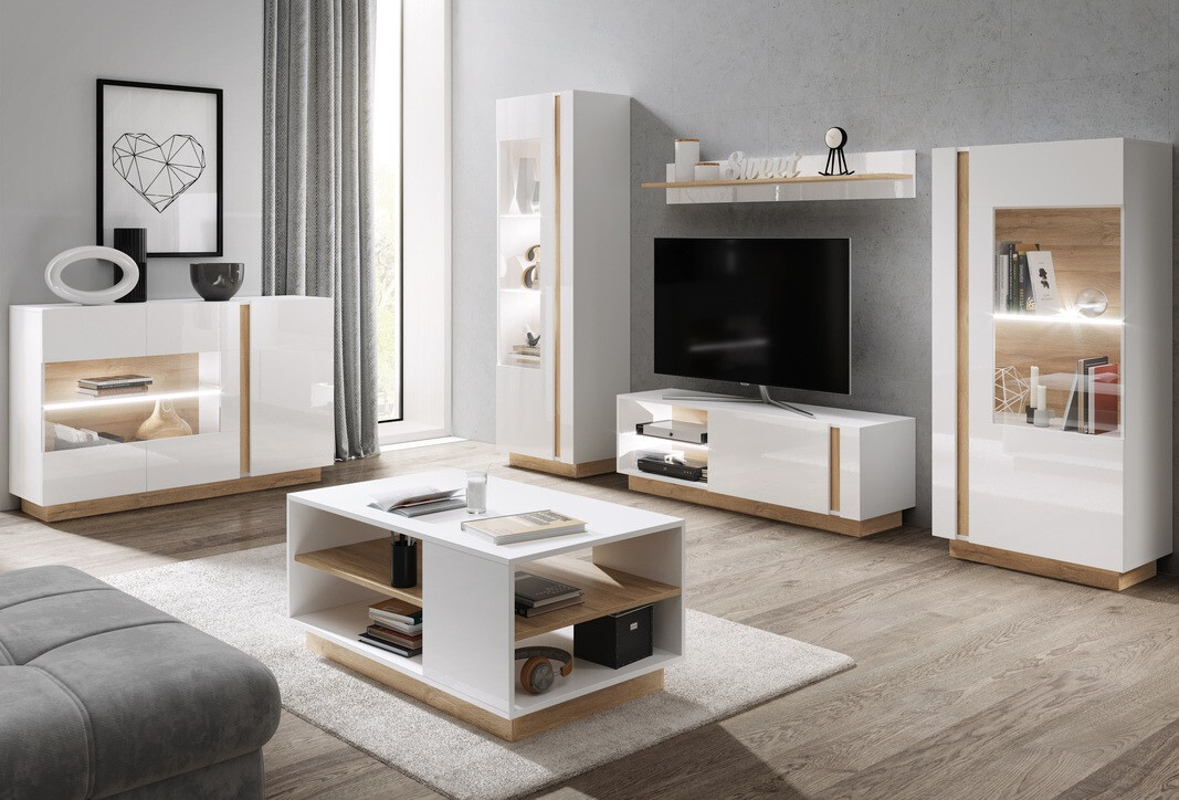Buffet Novbela 105 (Blanc + Blanc brillant + Grandson chêne)