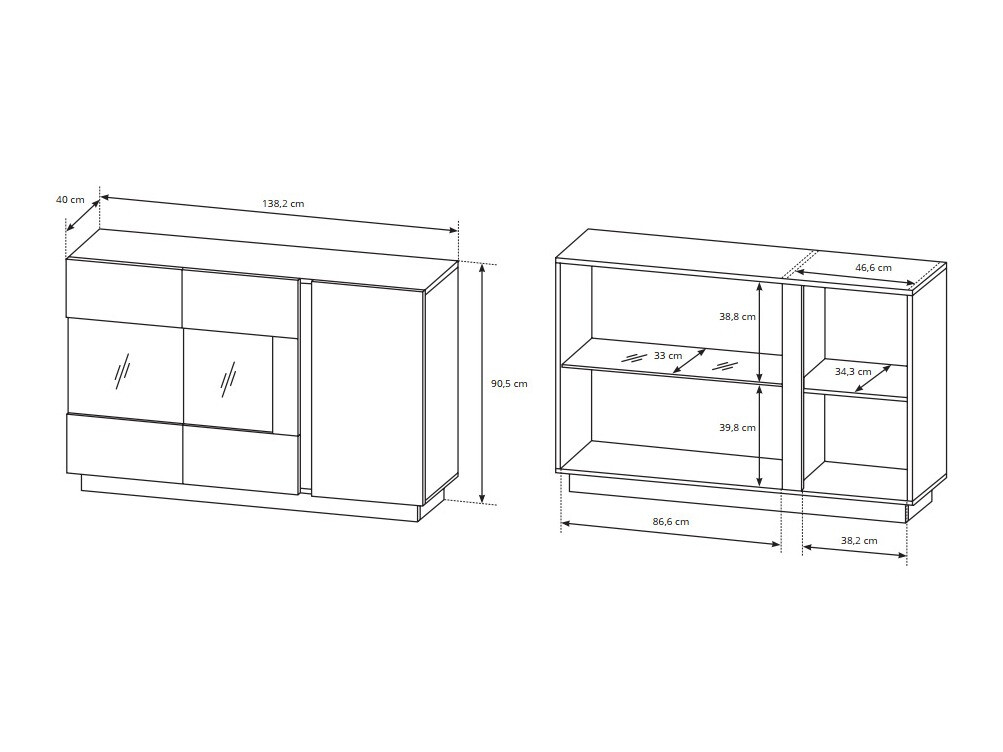 Buffet Novbela 105 (Blanc + Blanc brillant + Grandson chêne)