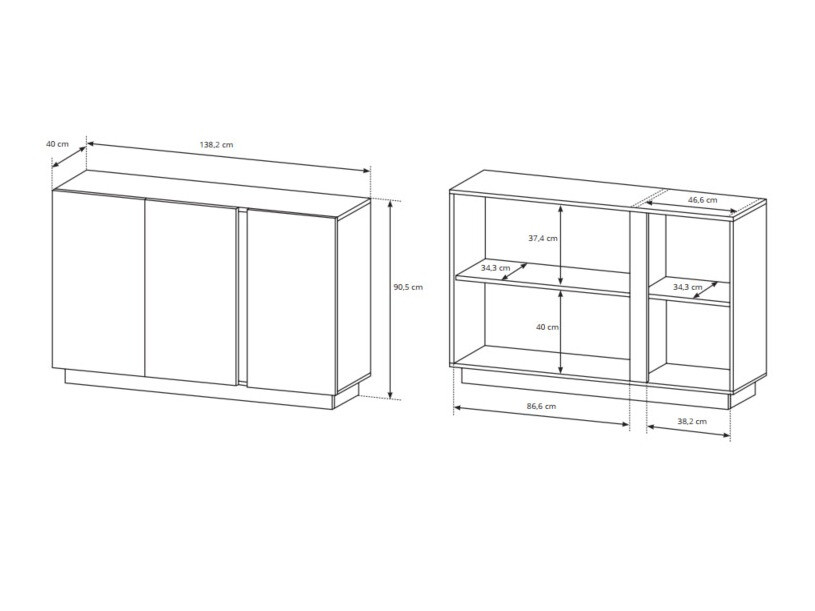 Buffet Novbela 106 (Blanc + Blanc brillant + Grandson chêne)