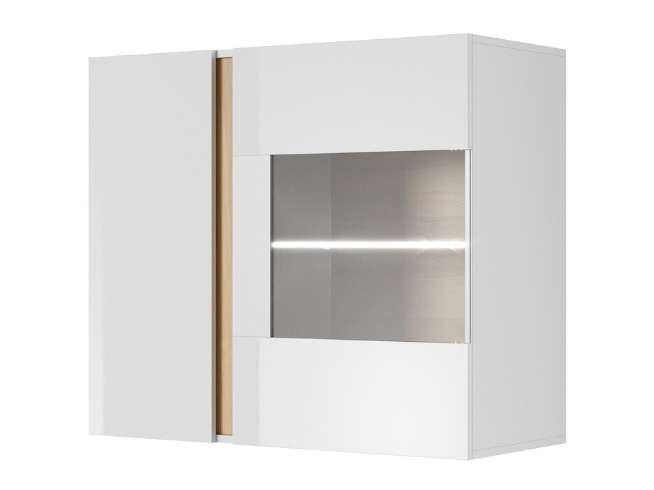 Étagère murale Novbela 112 (Blanc + Blanc brillant + Grandson chêne)