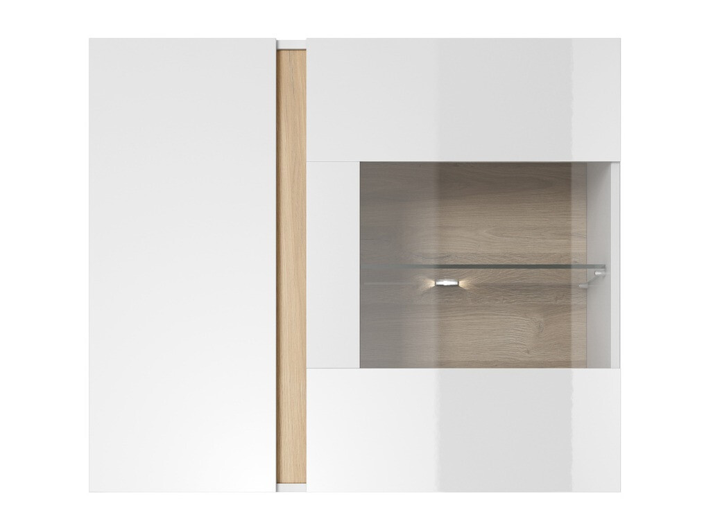 Étagère murale Novbela 112 (Blanc + Blanc brillant + Grandson chêne)