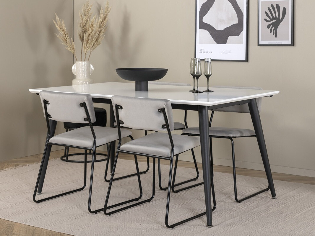 Salle à manger complète Dallas 2736 (Gris + Noir)