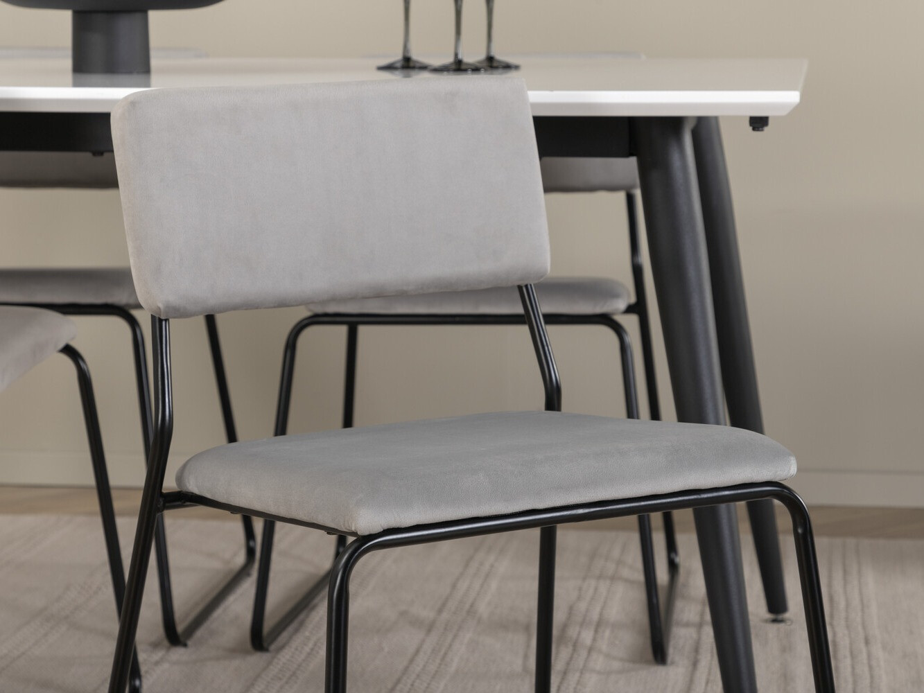 Salle à manger complète Dallas 2736 (Gris + Noir)