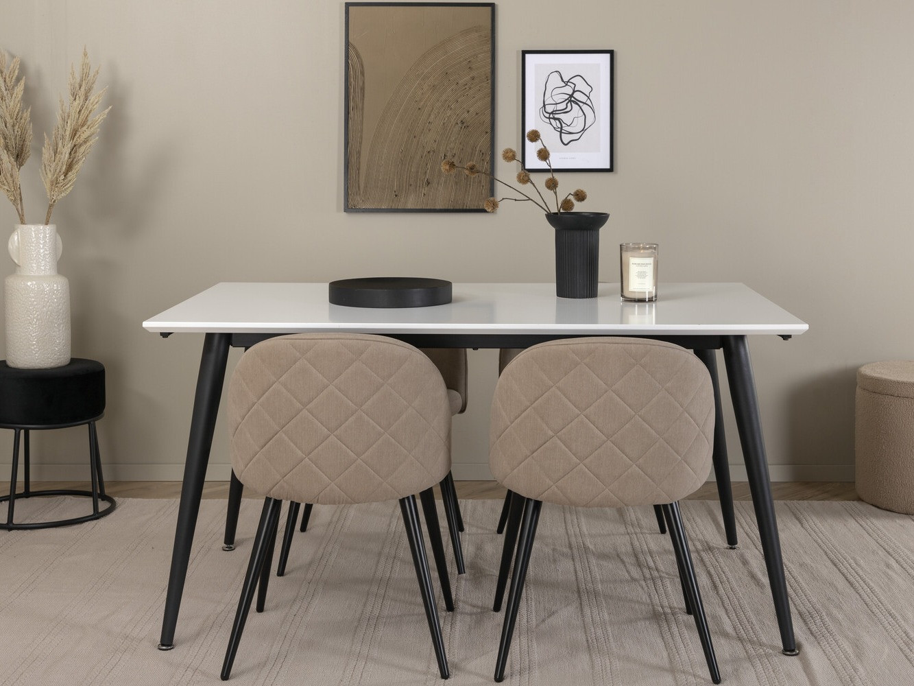 Salle à manger complète Dallas 2738 (Beige + Noir)